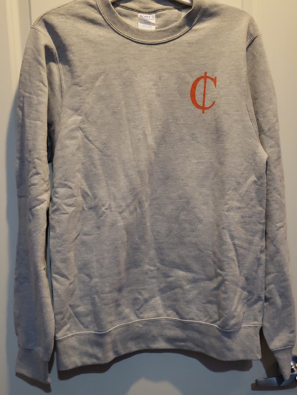 Light Gray Crewneck Sweatshirt w/ Orange & White Crest